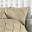 Smart Living Pintuck Duvet Cover With Pillowcases Polycotton Quilt Bedding Covers Pinch Pleated Comforter Cover Set - Latte