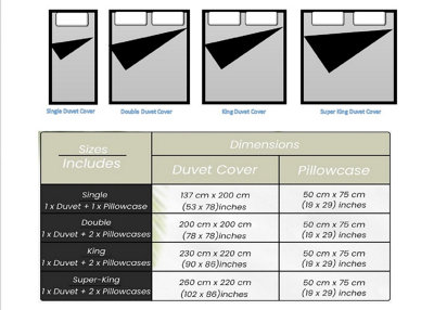 Comforter size chart in cm hotsell