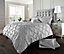 Smart Living Pintuck Duvet Cover With Pillowcases Polycotton Quilt Bedding Covers Pinch Pleated Comforter Cover Set - Silver