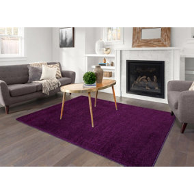 Smart Living Shaggy Soft Area Rug, Fluffy Living Room Carpet, Kitchen Floor, Bedroom Ultra Soft Rugs 120cm x 170cm - Aubergine