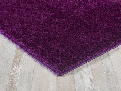 Smart Living Shaggy Soft Area Rug, Fluffy Living Room Carpet, Kitchen Floor, Bedroom Ultra Soft Rugs 120cm x 170cm - Aubergine