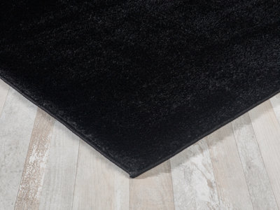 Smart Living Shaggy Soft Area Rug, Fluffy Living Room Carpet, Kitchen Floor, Bedroom Ultra Soft Rugs 120cm x 170cm - Black