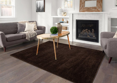 Smart Living Shaggy Soft Area Rug, Fluffy Living Room Carpet, Kitchen Floor, Bedroom Ultra Soft Rugs 120cm x 170cm - Brown