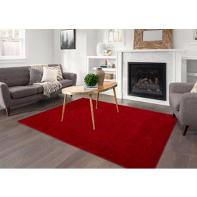 Smart Living Shaggy Soft Area Rug, Fluffy Living Room Carpet, Kitchen Floor, Bedroom Ultra Soft Rugs 120cm x 170cm - Burgundy