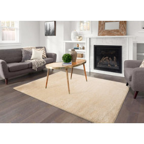Smart Living Shaggy Soft Area Rug, Fluffy Living Room Carpet, Kitchen Floor, Bedroom Ultra Soft Rugs 120cm x 170cm - Light Beige