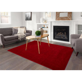 Smart Living Shaggy Soft Area Rug, Fluffy Living Room Carpet, Kitchen Floor, Bedroom Ultra Soft Rugs 120cm x 170cm - Red