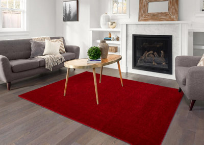 Smart Living Shaggy Soft Area Rug, Fluffy Living Room Carpet, Kitchen Floor, Bedroom Ultra Soft Rugs 200cm x 290cm - Red