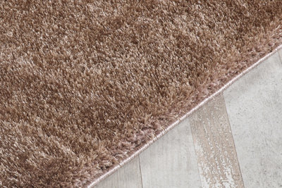 Smart Living Shaggy Soft Area Rug, Fluffy Living Room Carpet, Kitchen Floor, Bedroom Ultra Soft Rugs 60cm x 110cm - Dark Beige