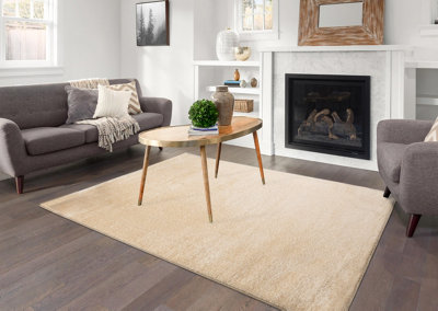 Smart Living Shaggy Soft Area Rug, Fluffy Living Room Carpet, Kitchen Floor, Bedroom Ultra Soft Rugs 60cm x 110cm - Light Beige