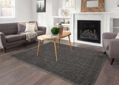 Smart Living Shaggy Soft Area Rug, Fluffy Living Room Carpet, Kitchen Floor, Bedroom Ultra Soft Rugs 60cm x 110cm - Silver/Grey