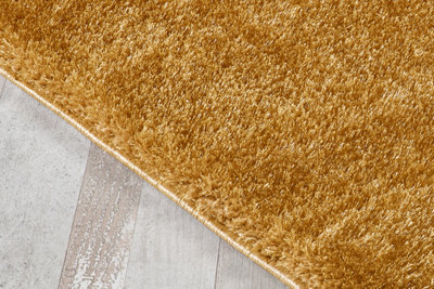 Smart Living Shaggy Soft Area Rug, Fluffy Living Room Carpet, Kitchen Floor, Bedroom Ultra Soft Rugs 80cm x 150cm - Gold