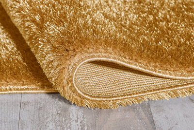 Smart Living Shaggy Soft Area Rug, Fluffy Living Room Carpet, Kitchen Floor, Bedroom Ultra Soft Rugs 80cm x 150cm - Gold