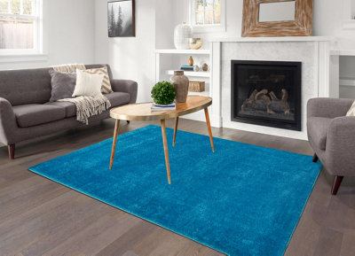 Smart Living Shaggy Soft Area Rug, Fluffy Living Room Carpet, Kitchen Floor, Bedroom Ultra Soft Rugs 80cm x 150cm - Teal