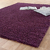 Smart Living Shaggy Soft Thick Area Rug, Living Room Carpet, Kitchen Floor, Bedroom Soft Rugs 120cm x 170cm - Aubergine