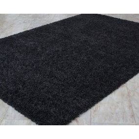 Smart Living Shaggy Soft Thick Area Rug, Living Room Carpet, Kitchen Floor, Bedroom Soft Rugs 120cm x 170cm - Black
