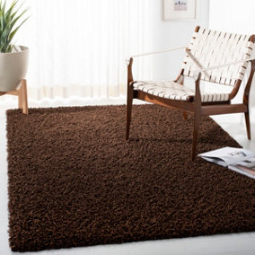 Smart Living Shaggy Soft Thick Area Rug, Living Room Carpet, Kitchen Floor, Bedroom Soft Rugs 120cm x 170cm - Brown