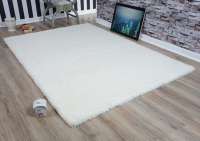Smart Living Shaggy Soft Thick Area Rug, Living Room Carpet, Kitchen Floor, Bedroom Soft Rugs 120cm x 170cm - Cream