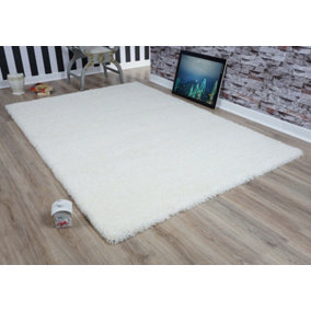 Smart Living Shaggy Soft Thick Area Rug, Living Room Carpet, Kitchen Floor, Bedroom Soft Rugs 120cm x 170cm - Cream