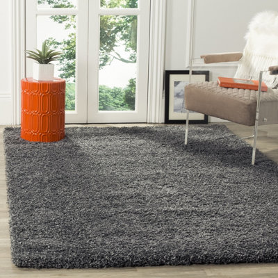 Smart Living Shaggy Soft Thick Area Rug, Living Room Carpet, Kitchen Floor, Bedroom Soft Rugs 120cm x 170cm - Dark Grey