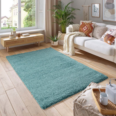 Smart Living Shaggy Soft Thick Area Rug, Living Room Carpet, Kitchen Floor, Bedroom Soft Rugs 120cm x 170cm - Duck Egg