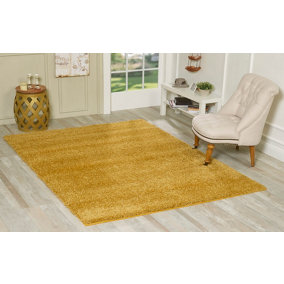 Smart Living Shaggy Soft Thick Area Rug, Living Room Carpet, Kitchen Floor, Bedroom Soft Rugs 120cm x 170cm - Gold