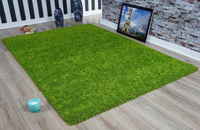 Smart Living Shaggy Soft Thick Area Rug, Living Room Carpet, Kitchen Floor, Bedroom Soft Rugs 120cm x 170cm - Green