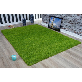 Smart Living Shaggy Soft Thick Area Rug, Living Room Carpet, Kitchen Floor, Bedroom Soft Rugs 120cm x 170cm - Green