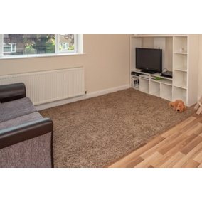 Smart Living Shaggy Soft Thick Area Rug, Living Room Carpet, Kitchen Floor, Bedroom Soft Rugs 120cm x 170cm - Latte