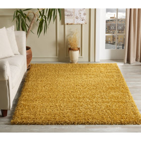 Smart Living Shaggy Soft Thick Area Rug, Living Room Carpet, Kitchen Floor, Bedroom Soft Rugs 120cm x 170cm - Ochre