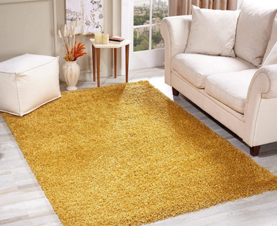 Smart Living Shaggy Soft Thick Area Rug, Living Room Carpet, Kitchen Floor, Bedroom Soft Rugs 120cm x 170cm - Ochre