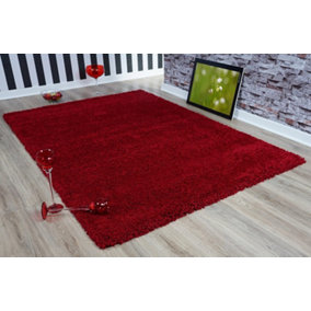 Smart Living Shaggy Soft Thick Area Rug, Living Room Carpet, Kitchen Floor, Bedroom Soft Rugs 120cm x 170cm - Red