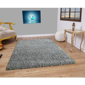 Smart Living Shaggy Soft Thick Area Rug, Living Room Carpet, Kitchen Floor, Bedroom Soft Rugs 120cm x 170cm - Silver/Grey