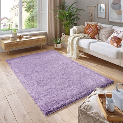 Smart Living Shaggy Soft Thick Area Rug, Living Room Carpet, Kitchen Floor, Bedroom Soft Rugs 120cm x 170cm - Soft Lilac