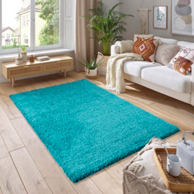 Smart Living Shaggy Soft Thick Area Rug, Living Room Carpet, Kitchen Floor, Bedroom Soft Rugs 120cm x 170cm - Teal