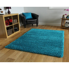 Smart Living Shaggy Soft Thick Area Rug, Living Room Carpet, Kitchen Floor, Bedroom Soft Rugs 120cm x 170cm - Teal