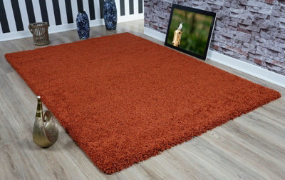 Smart Living Shaggy Soft Thick Area Rug, Living Room Carpet, Kitchen Floor, Bedroom Soft Rugs 120cm x 170cm - Terracotta