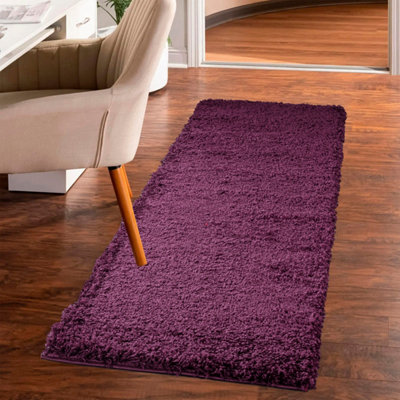 Smart Living Shaggy Soft Thick Area Rug, Living Room Carpet, Kitchen Floor, Bedroom Soft Rugs 160cm x 230cm - Aubergine