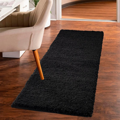 Smart Living Shaggy Soft Thick Area Rug, Living Room Carpet, Kitchen Floor, Bedroom Soft Rugs 200cm x 290cm - Black