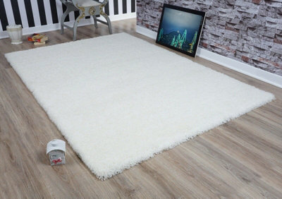 Smart Living Shaggy Soft Thick Area Rug, Living Room Carpet, Kitchen Floor, Bedroom Soft Rugs 200cm x 290cm - Cream