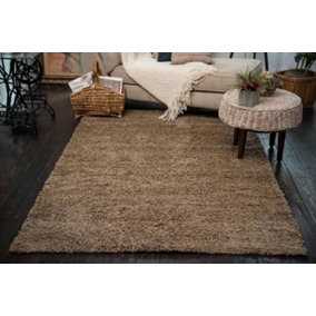 Smart Living Shaggy Soft Thick Area Rug, Living Room Carpet, Kitchen Floor, Bedroom Soft Rugs 200cm x 290cm - Dark Beige