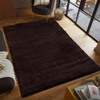 Smart Living Shaggy Soft Thick Area Rug, Living Room Carpet, Kitchen Floor, Bedroom Soft Rugs 60cm x 110cm - Brown
