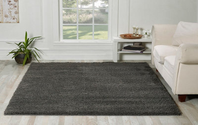 Smart Living Shaggy Soft Thick Area Rug, Living Room Carpet, Kitchen Floor, Bedroom Soft Rugs 60cm x 110cm - Dark Grey