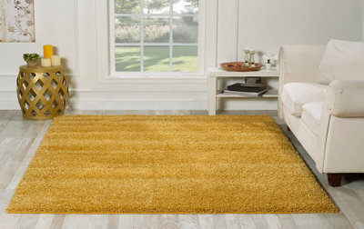 Smart Living Shaggy Soft Thick Area Rug, Living Room Carpet, Kitchen Floor, Bedroom Soft Rugs 60cm x 110cm - Gold