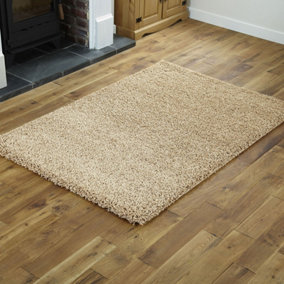 Smart Living Shaggy Soft Thick Area Rug, Living Room Carpet, Kitchen Floor, Bedroom Soft Rugs 60cm x 110cm - Light Beige
