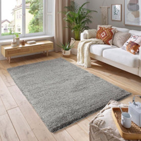 Smart Living Shaggy Soft Thick Area Rug, Living Room Carpet, Kitchen Floor, Bedroom Soft Rugs 60cm x 220cm - Silver/Grey