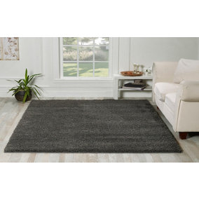 Smart Living Shaggy Soft Thick Area Rug, Living Room Carpet, Kitchen Floor, Bedroom Soft Rugs 80cm x 150cm - Dark Grey