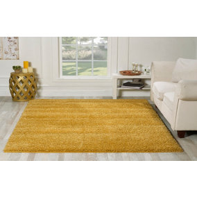 Smart Living Shaggy Soft Thick Area Rug, Living Room Carpet, Kitchen Floor, Bedroom Soft Rugs 80cm x 150cm - Gold