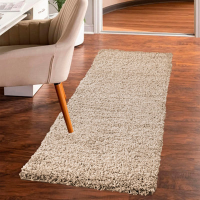 Smart Living Shaggy Soft Thick Area Rug, Living Room Carpet, Kitchen Floor, Bedroom Soft Rugs 80cm x 150cm - Latte