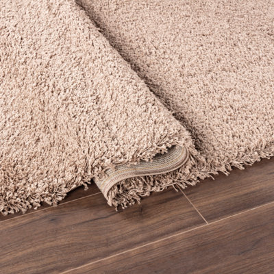 Smart Living Shaggy Soft Thick Area Rug, Living Room Carpet, Kitchen Floor, Bedroom Soft Rugs 80cm x 150cm - Latte