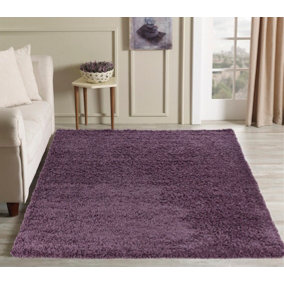 Smart Living Shaggy Soft Thick Area Rug, Living Room Carpet, Kitchen Floor, Bedroom Soft Rugs 80cm x 150cm - Mauve